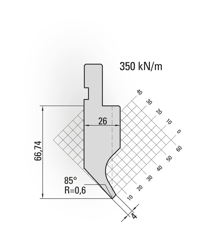 10.170-835 85° / R=0,6 / H=66,74 / L=835 mm