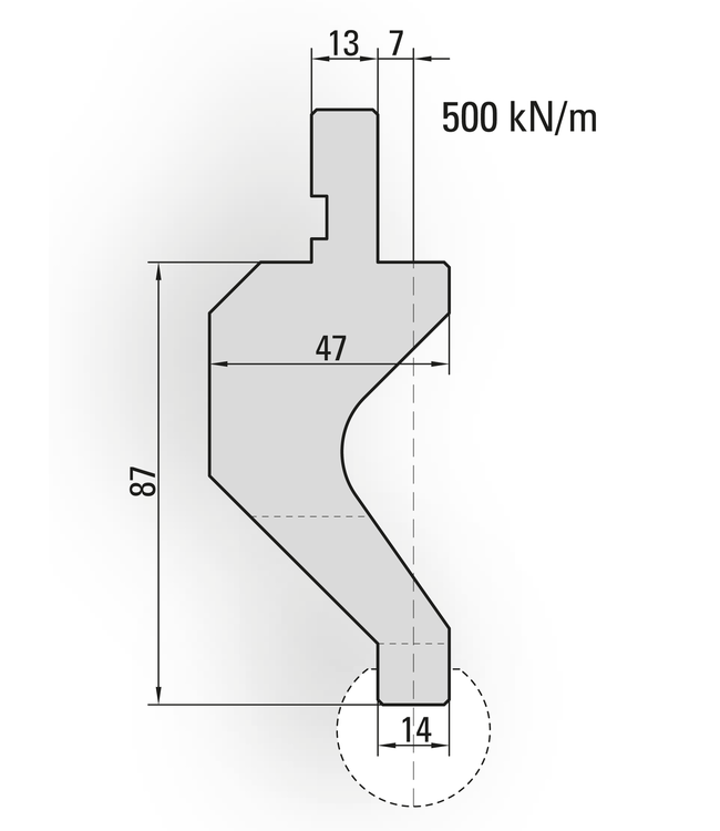 10.190-830 Houder Radiusgereedschap Type I / H=87 / L=830 mm