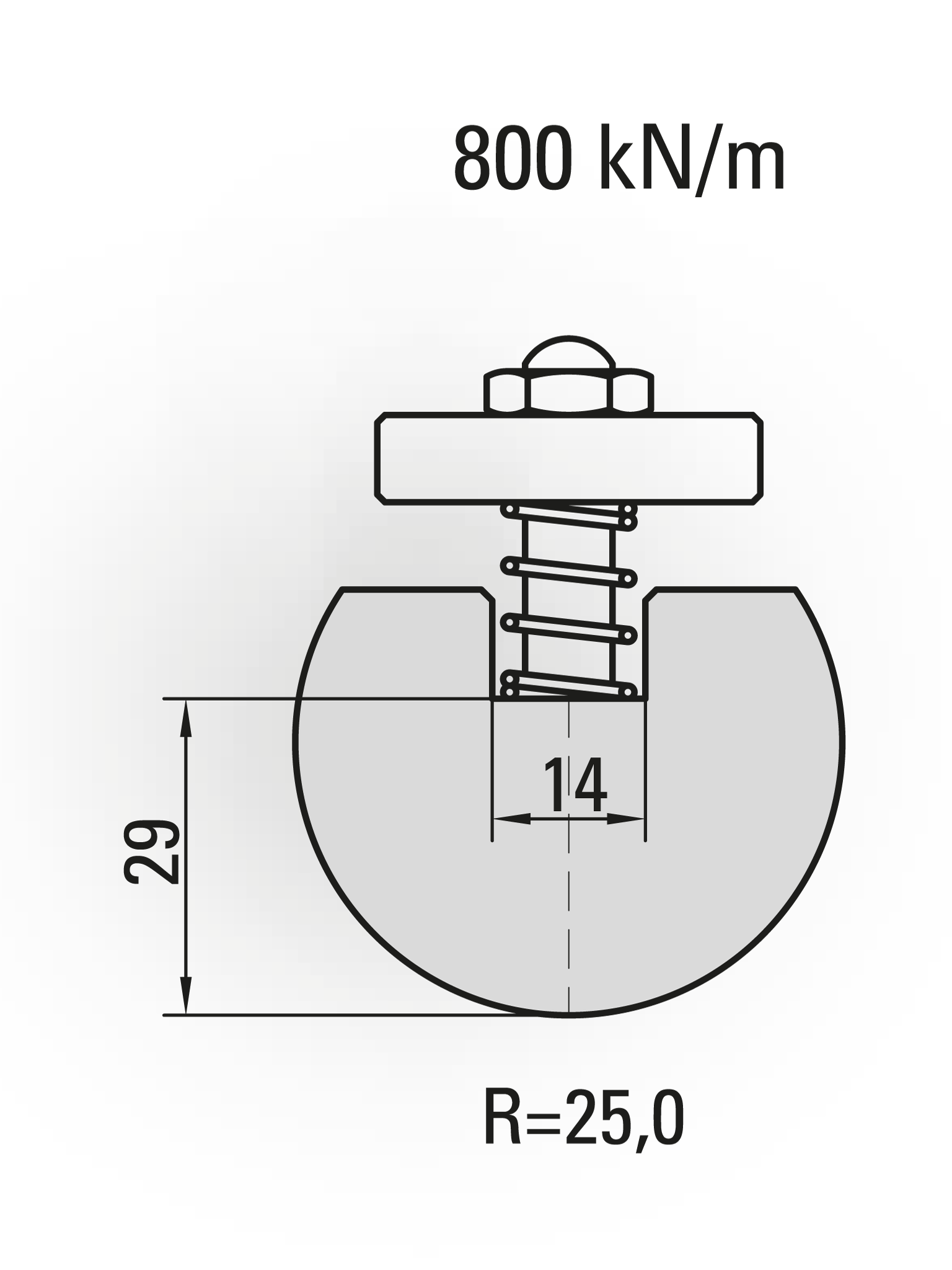 10.318-835 Radiusgereedschap / R=25 / H=29 / L=835 mm / Mat.C45
