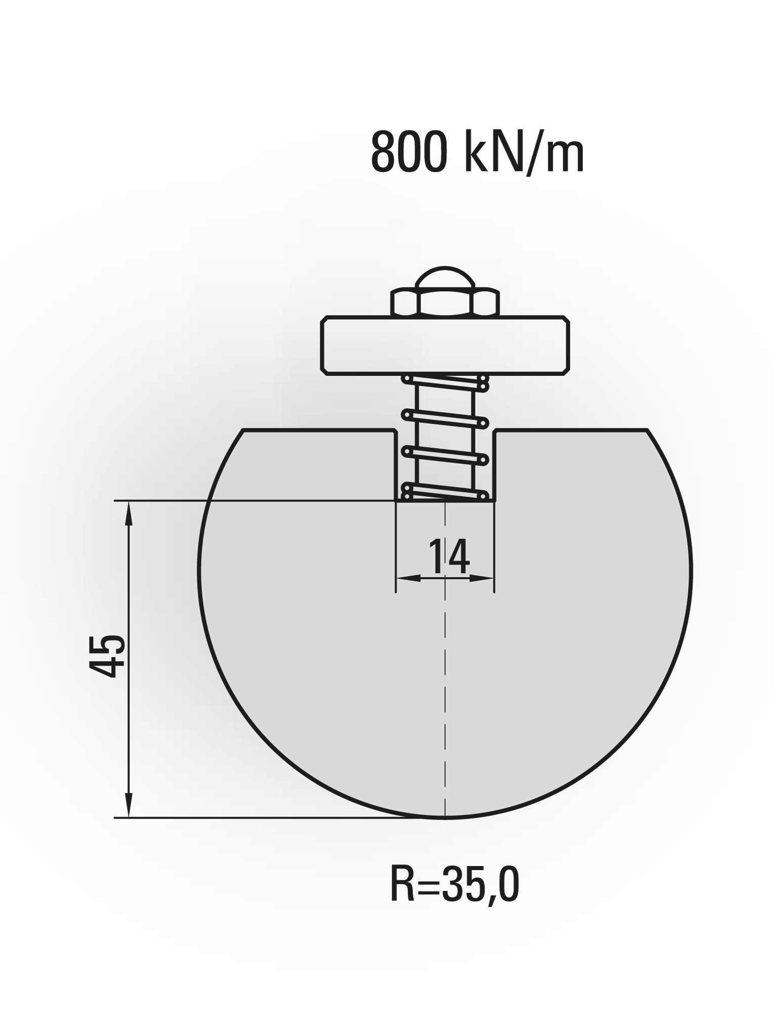 10.321-835 Radiusgereedschap / R=35 / H=45 / L=835 mm / Mat.C45