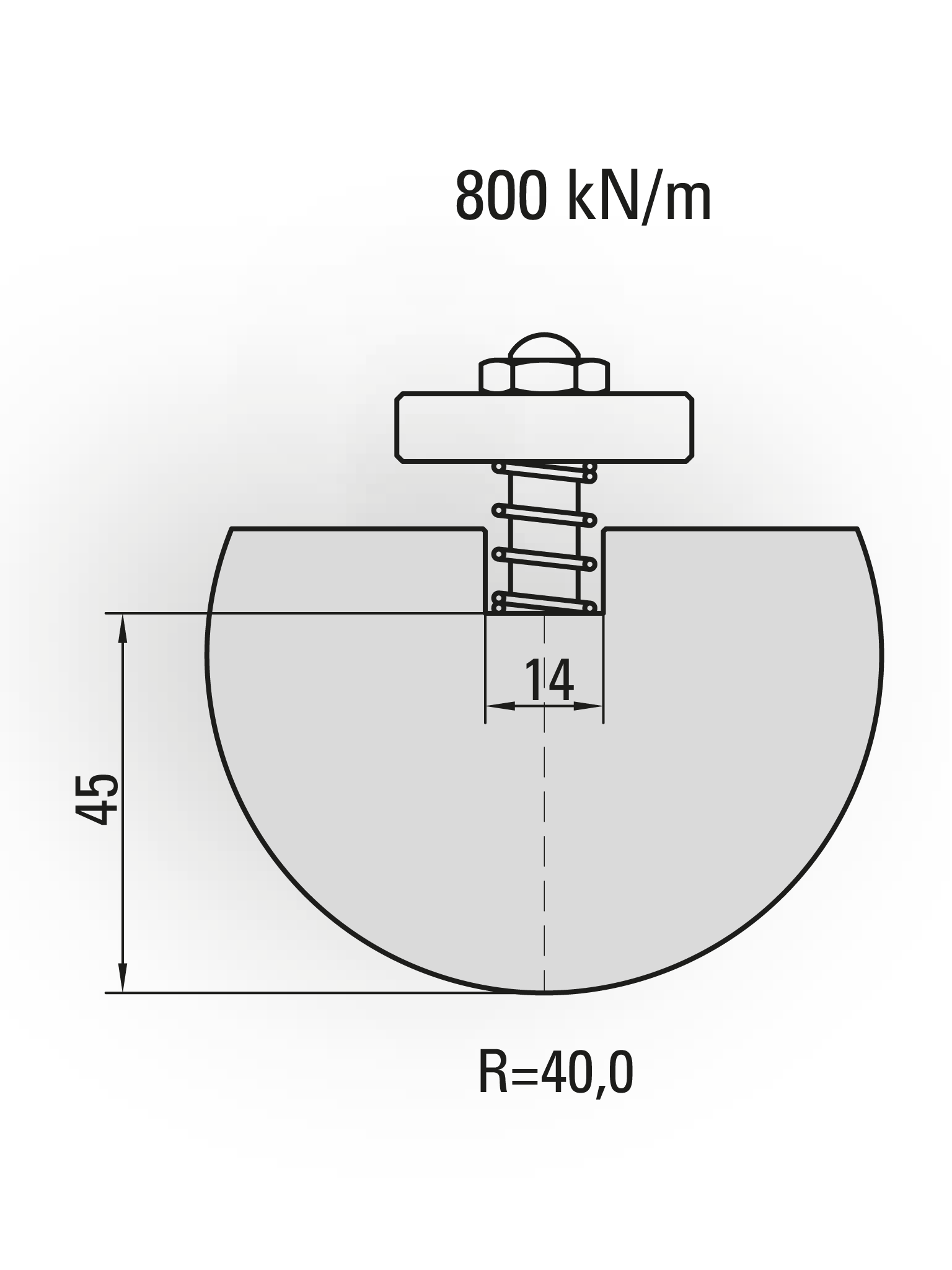10.322-835 Radiusgereedschap / R=40 / H=45 / L=835 mm / Mat.C45