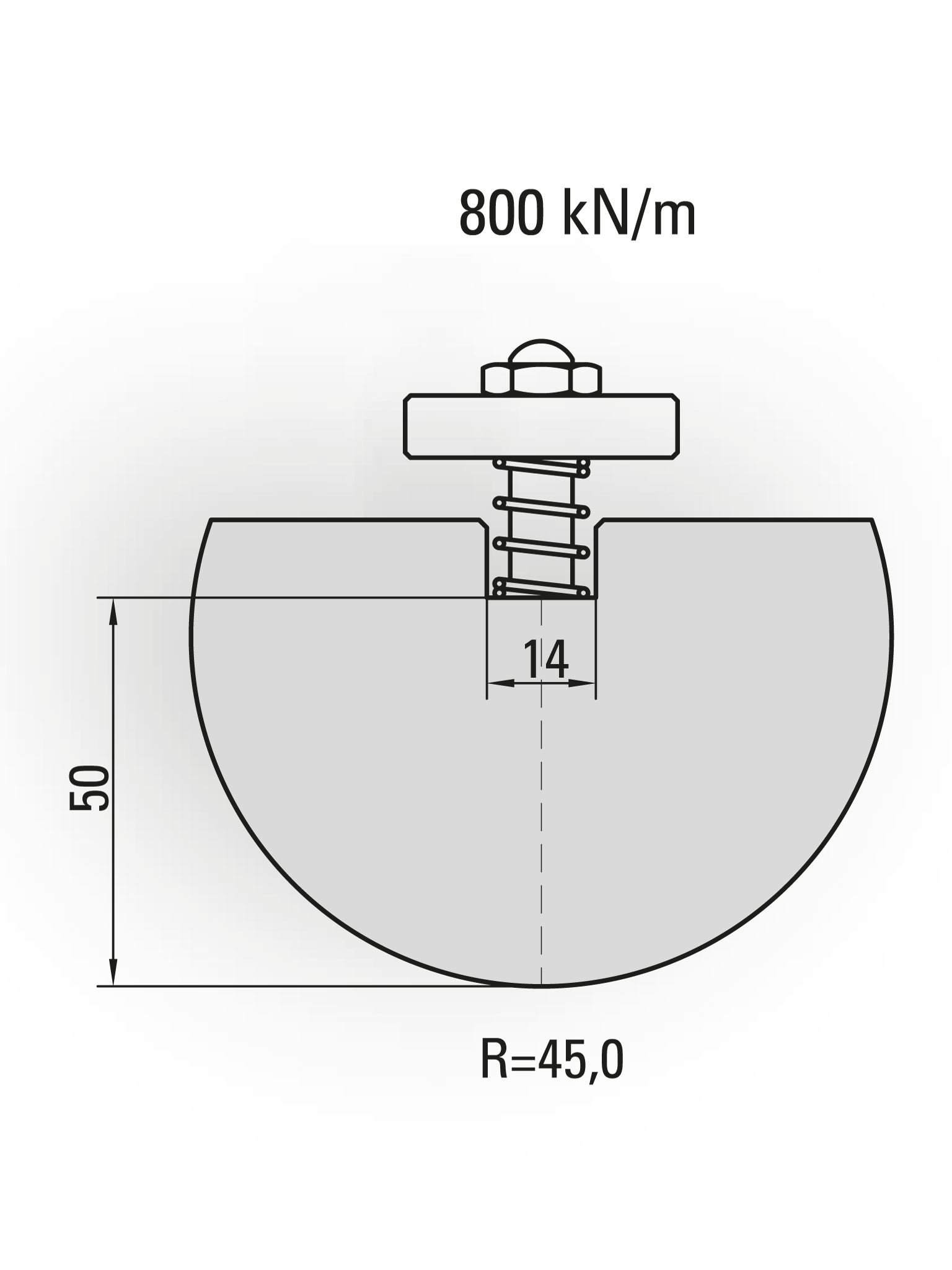 10.323-835 Radiusgereedschap / R=45 / H=50 / L=835 mm / Mat.C45