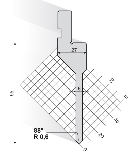 11.260-835 88° / R=0,6 / H=95 / L=835 mm