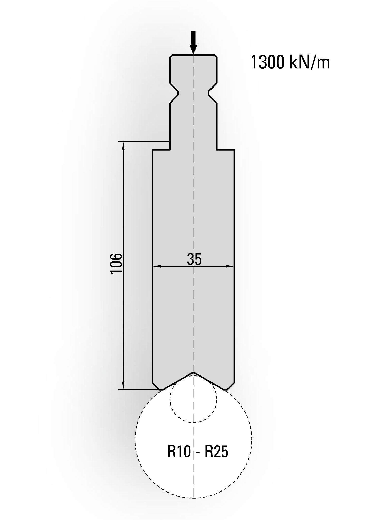 15.020-500-Pin Houder Radiusgereedschap Type II / H=106 / L=500 mm