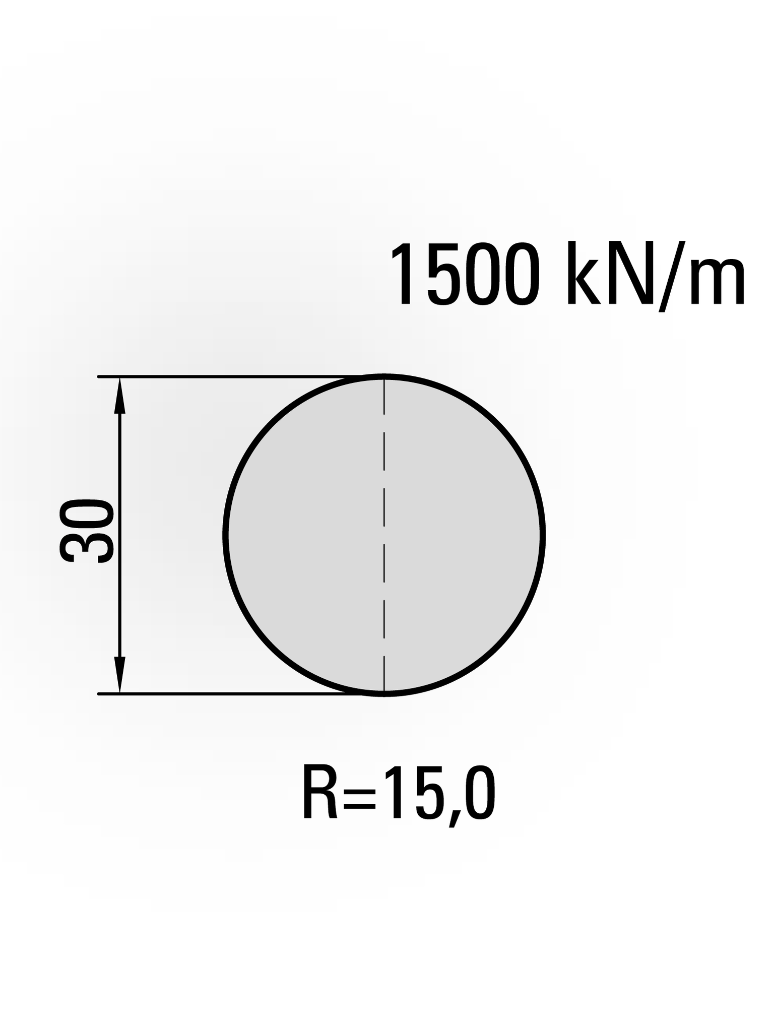 15.032-500 Radiusgereedschap Type II / R=15,0 / H=30,0 / L=500 mm / Mat.C45