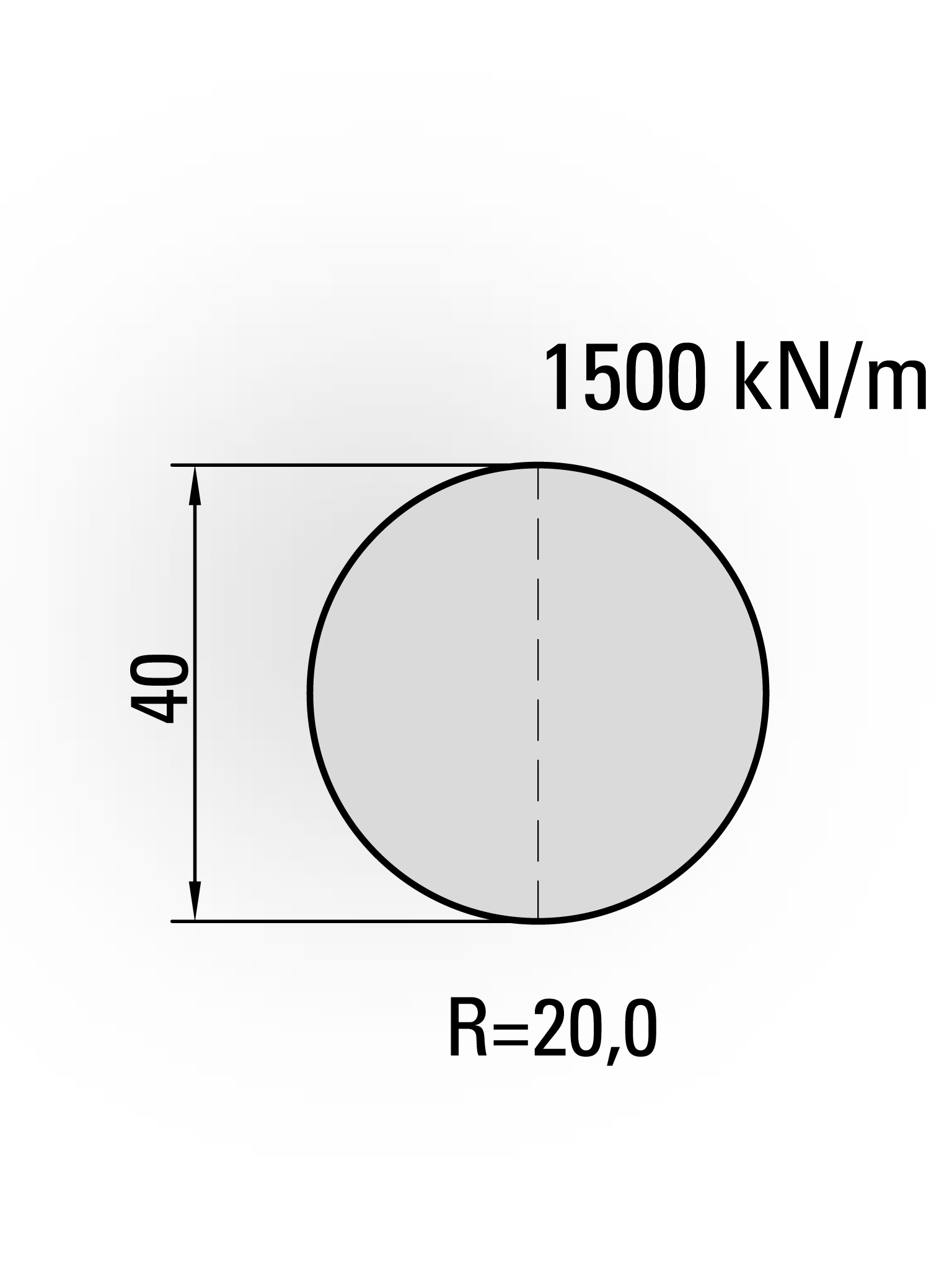 15.034-500 Radiusgereedschap Type II / R=20,0 / H=40,0 / L=500 mm / Mat.C45