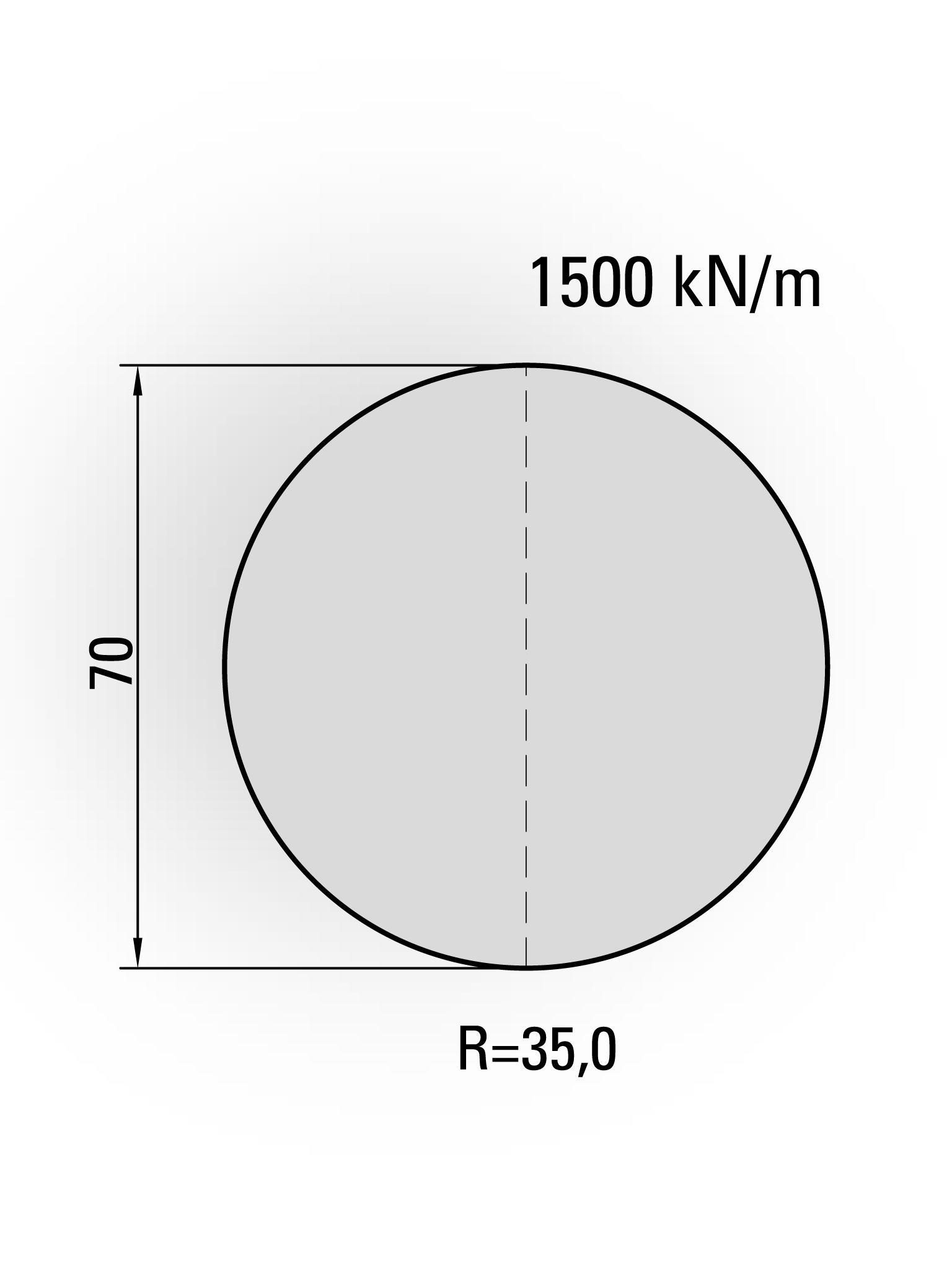 15.037-500 Radiusgereedschap Type II / R=35,0 / H=70,0 / L=500 mm / Mat.C45