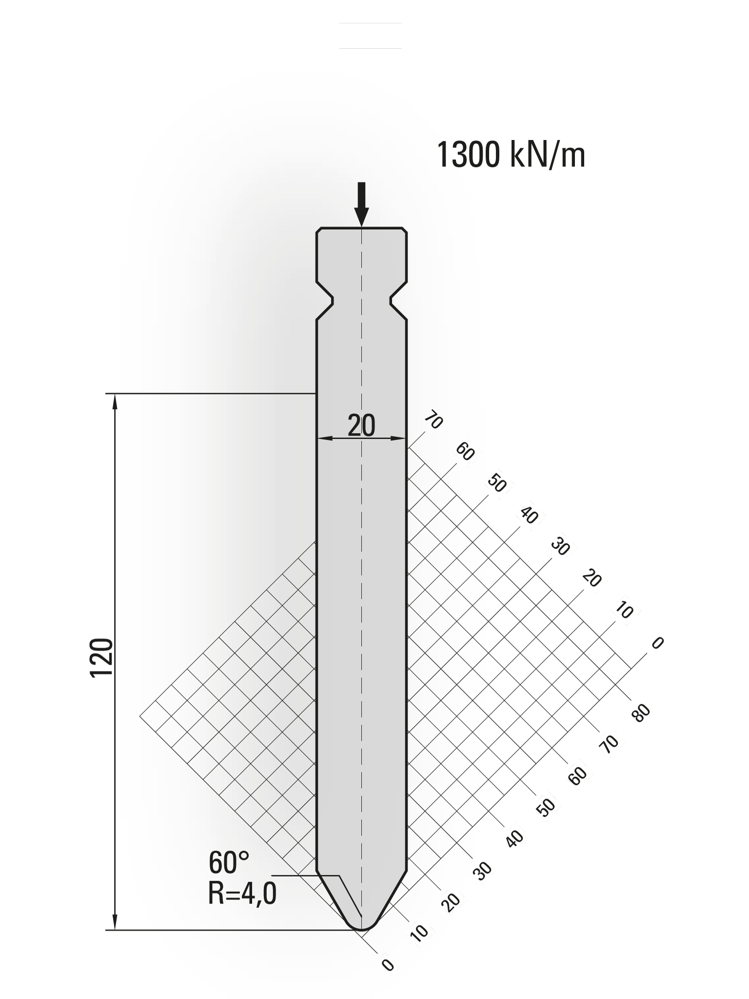 15.310-500 60° / R=4,0 / H=120 / L=500 mm v.v. Simple Clamp