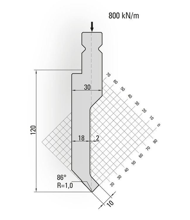 15.330-500 86° / R=1,0 / H=120 / L=500 mm v.v. Simple Clamp