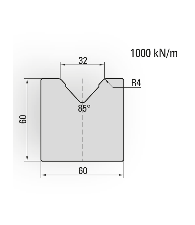 20.210-835 1-V Matrijs / 85° / V=32 / L=835 mm
