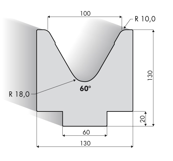 20.610-415 1-V Matrijs / 60° / V=100 / L=415 mm