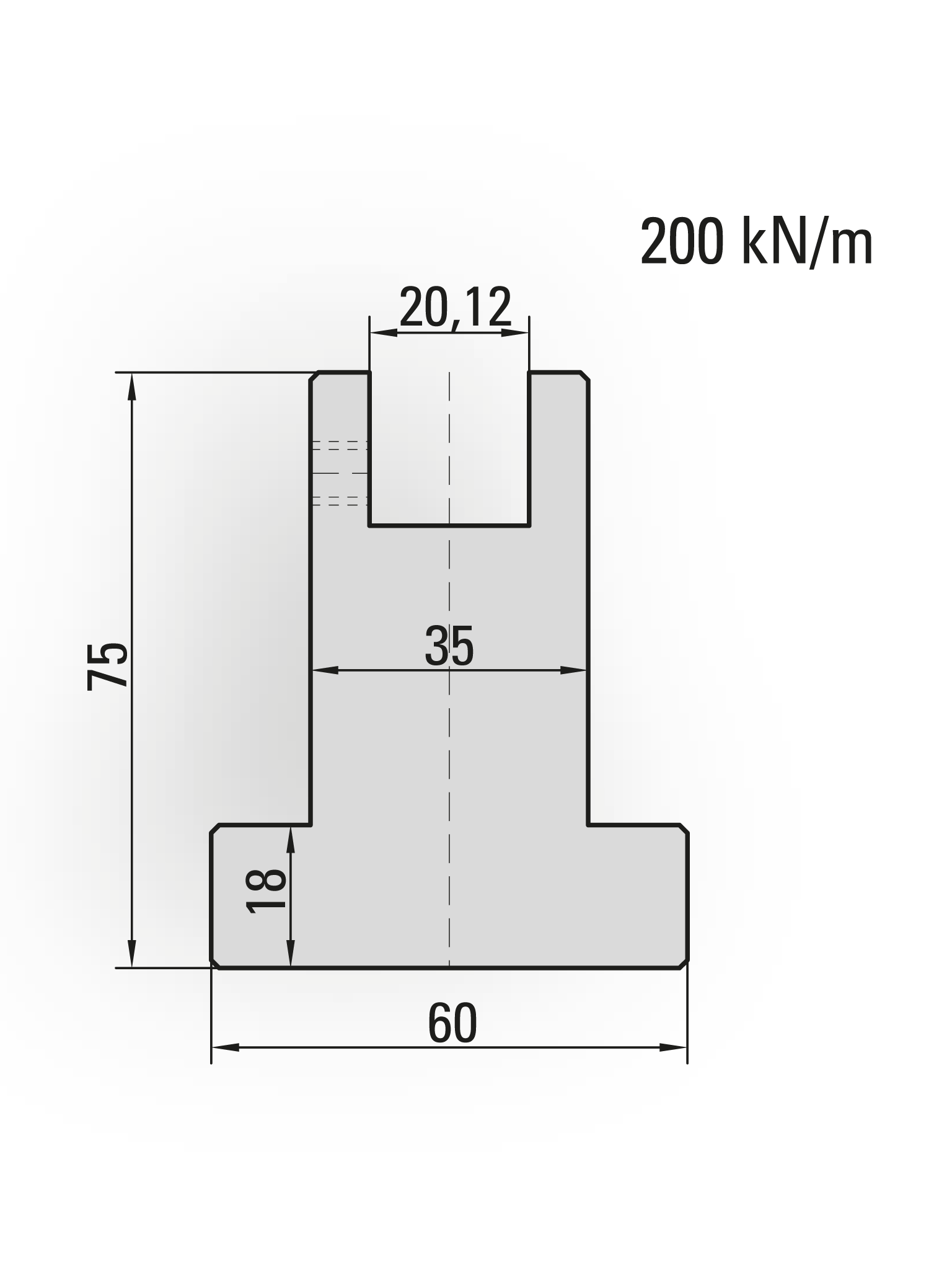 22.002-835 Houder Kunststofmatrijs / L=835 mm