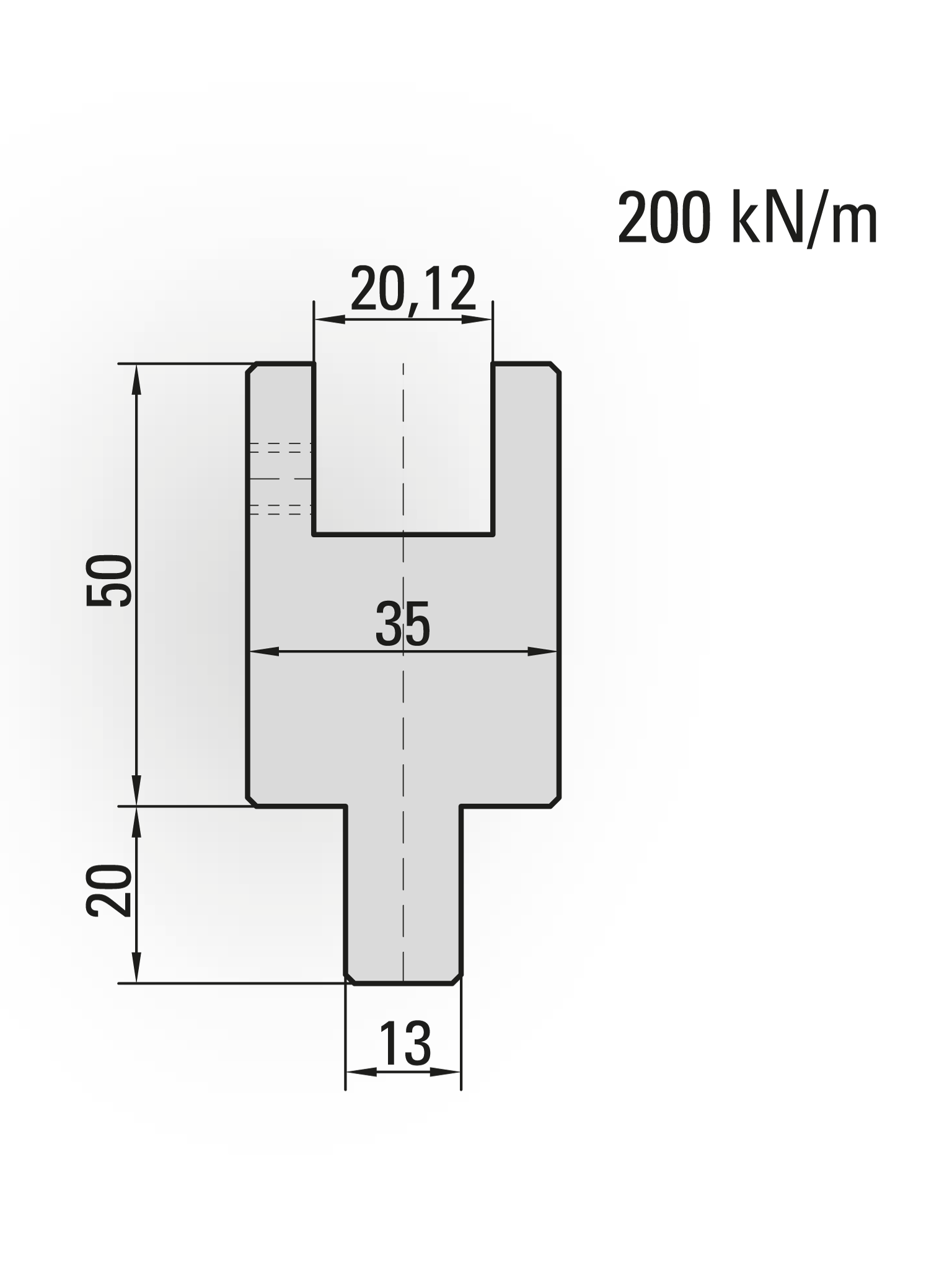 22.004-835 Houder Kunststofmatrijs / L=835 mm