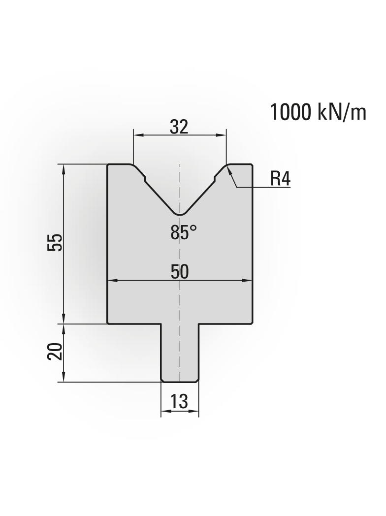 24.011-515 1-V Matrijs / 85° / V=32 / L=515 mm