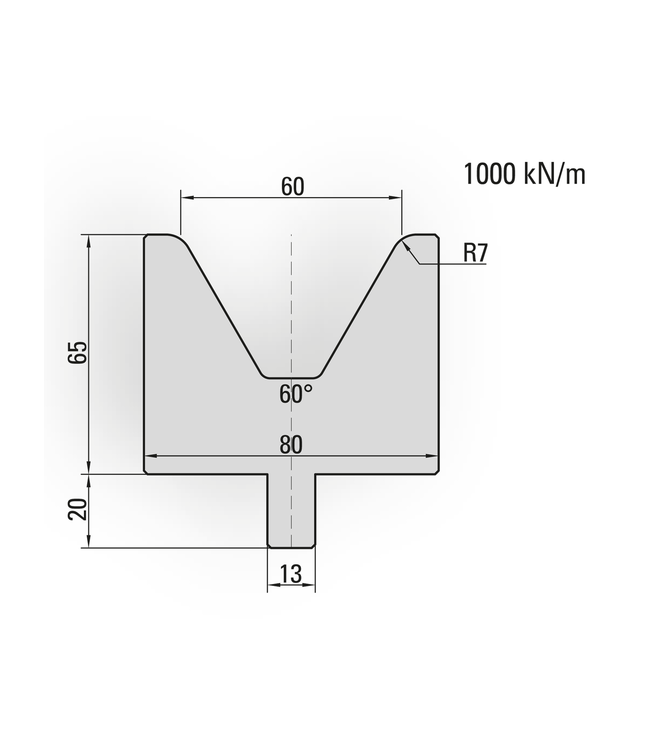 24.060-515 1-V Matrijs / 60° / V=60 / L=515 mm