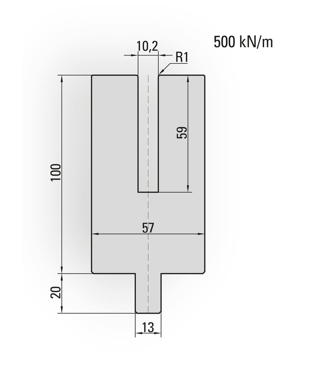 25.994-500 Dichtdrukmatrijs / U=10x59 / L=500 mm