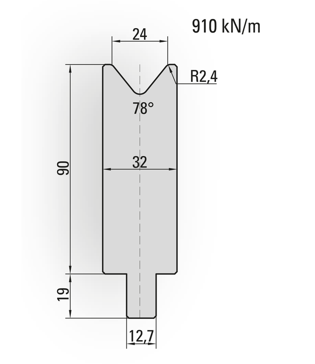 26.217-510 1-V Matrijs / 78° / V=24 / L=510 mm
