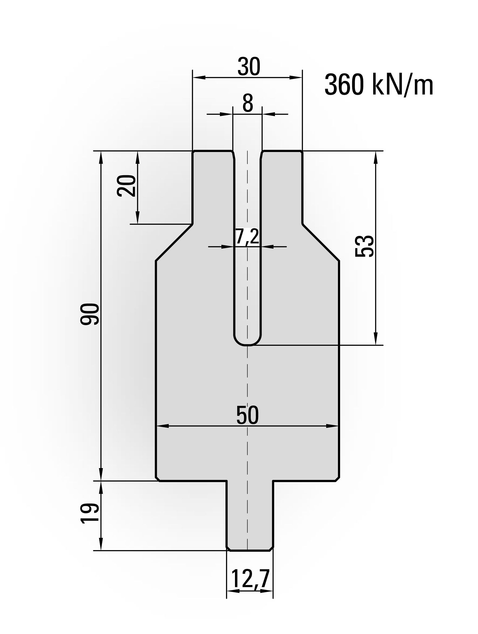 26.808-250 Dichtdrukmatrijs / U=7,2x53 / L=250 mm