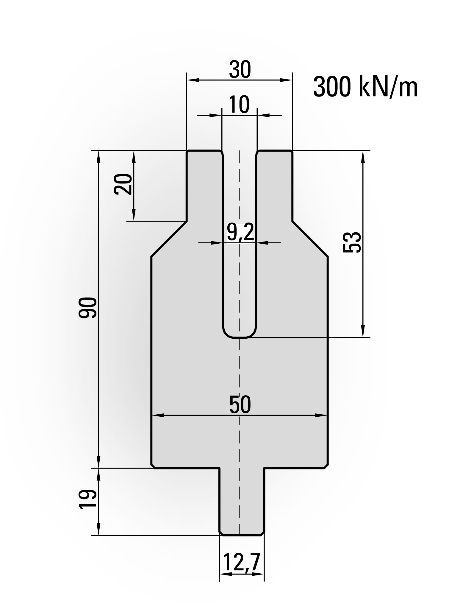 26.810-510 Dichtdrukmatrijs / U=9,2x53 / L=510 mm
