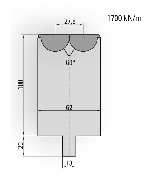 29.200-100 UniBend / 60° / V=27,8 / L=100 mm