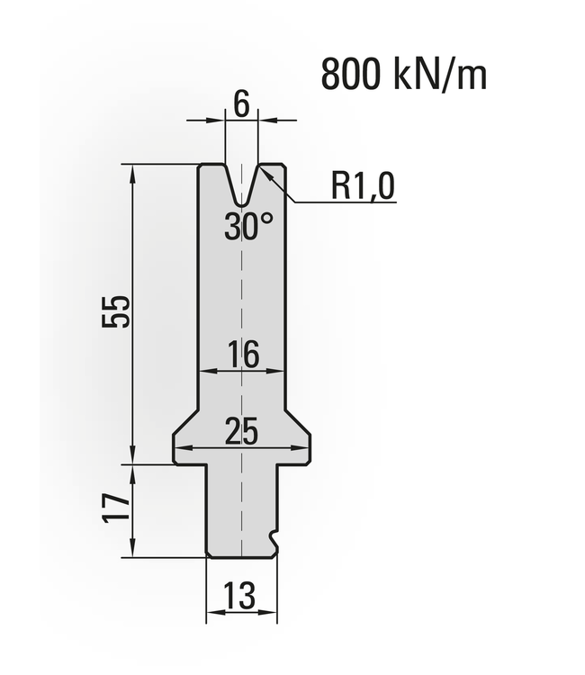 29.561-515 1-V Matrijs / 30° / V=6 / L=515 mm