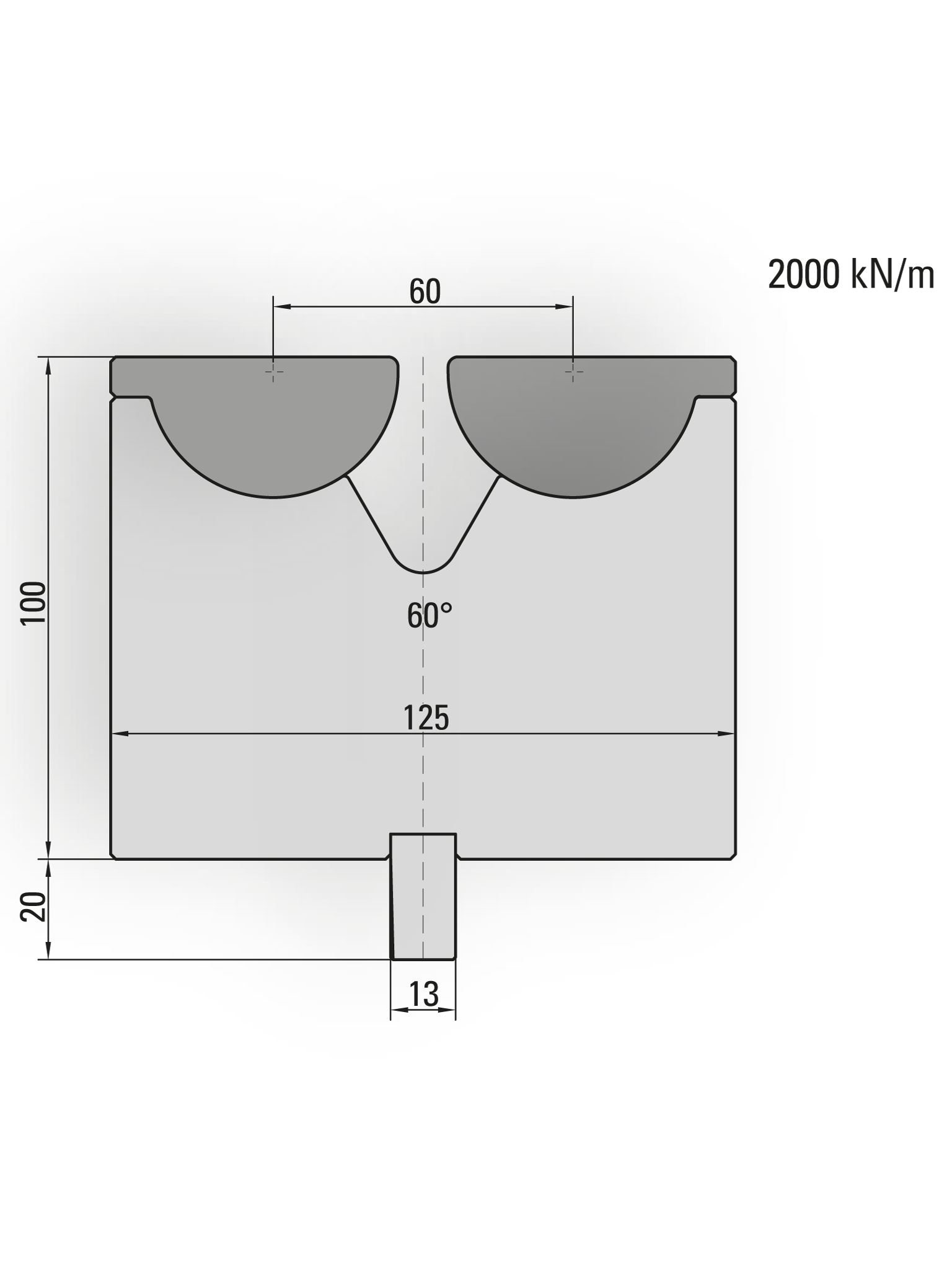 29.600-500 UniBend / 60° / V=60 / L=500 mm