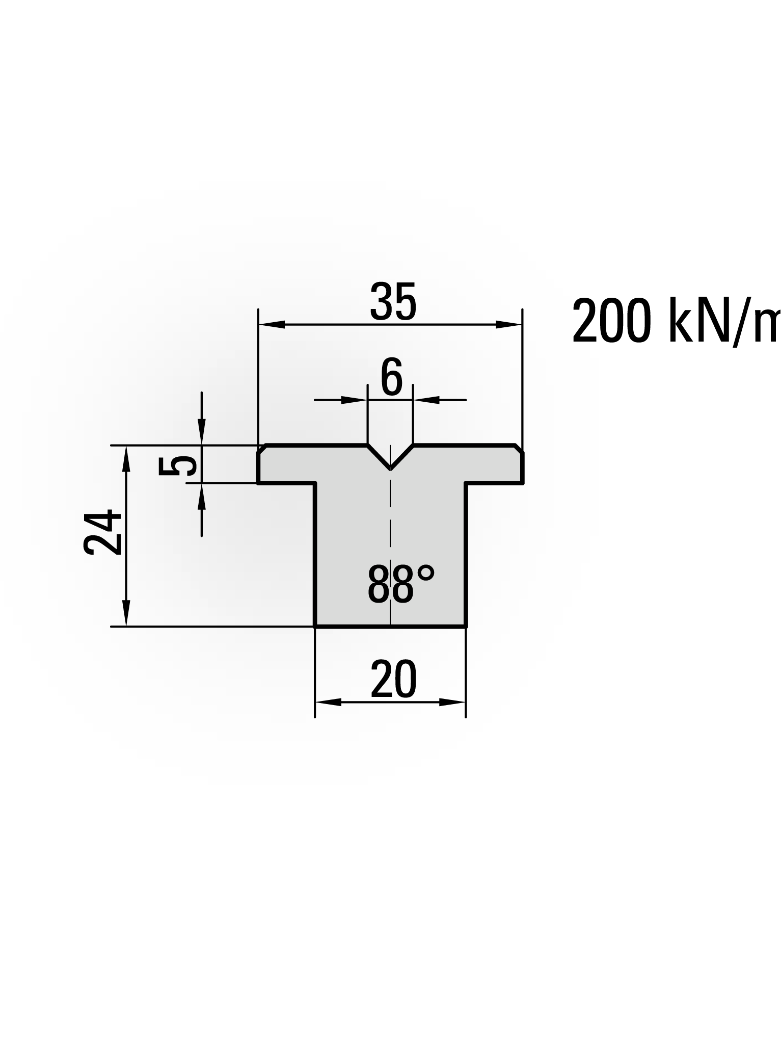 32.608-835 Ondergereedschap / 1-V Kunststofmatrijs / 60° / V=8 / L=835 mm