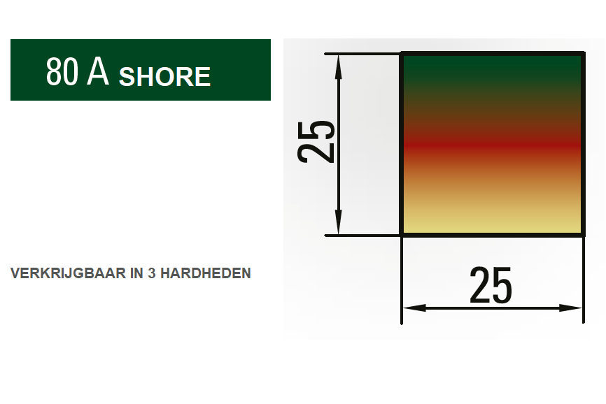 34.180-835 PU-Kussen 25x25 / 80 Shore / L=835 mm