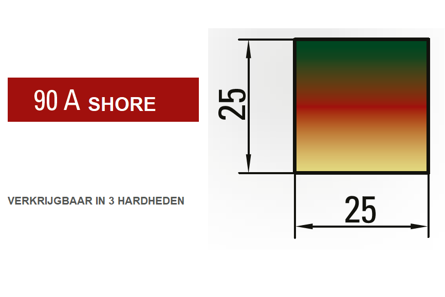 34.190-835 PU-Kussen 25x25 / 90 Shore / L=835 mm