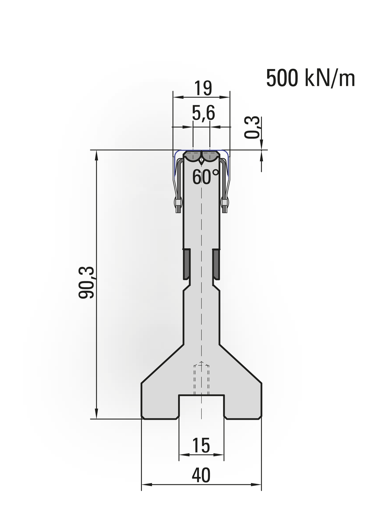 62.120-500 WingBend Matrijs / 60° / V=5,6 / L=500 mm