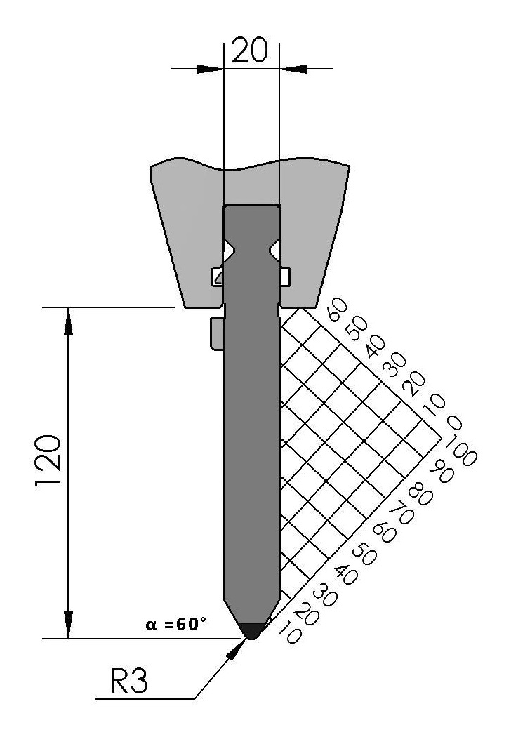 W101488 BIU-014/1 - 60° - R=3,0 - H=120 - L=515 mm