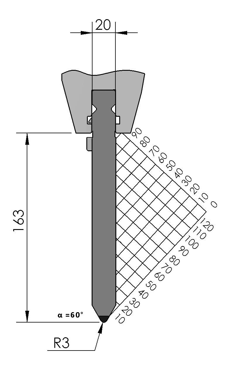 W101531 BIU-024/1 - 60° - R=3,0 - H=163 - L=515 mm