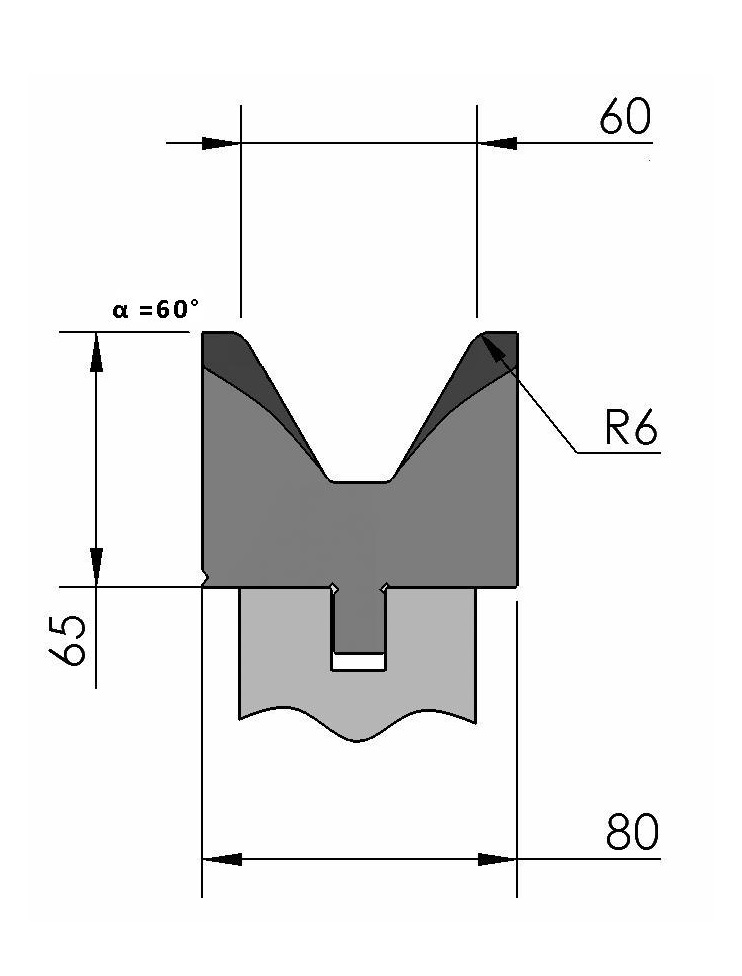 W276941 OZU-016/1 - V=60  - 60° - R=6,0 - L=515 mm