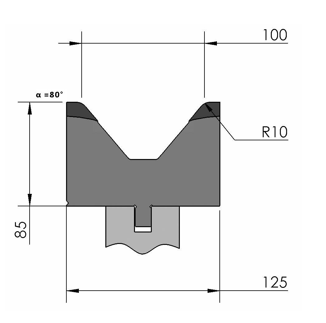 W276951 OZU-018/1 - V=100  - 80° - R=10,0 - L=515 mm
