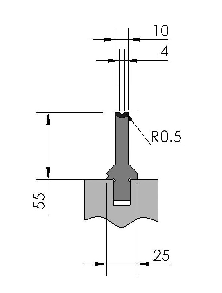 W366794 OZU-024/1 - V=4  - 86° - R=0,5 - L=515 mm