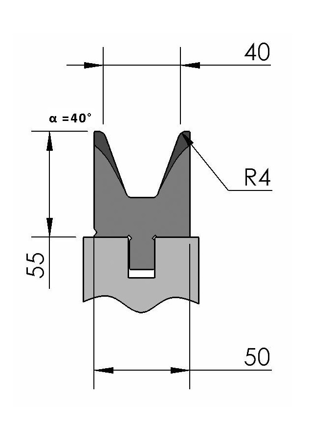 W276980 OZU-032/1 - V=40  - 40° - R=4,0 - L=515 mm