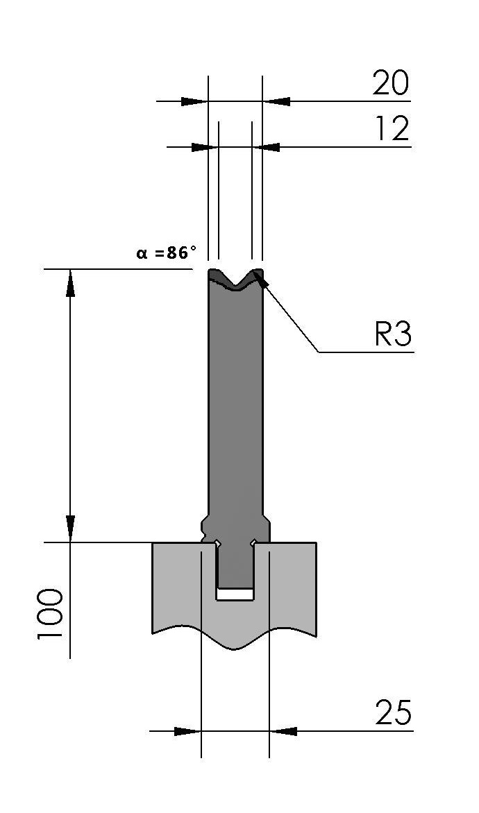 W277092 OZU-311/1 - V=12  - 86° - R=3,0 - L=515 mm
