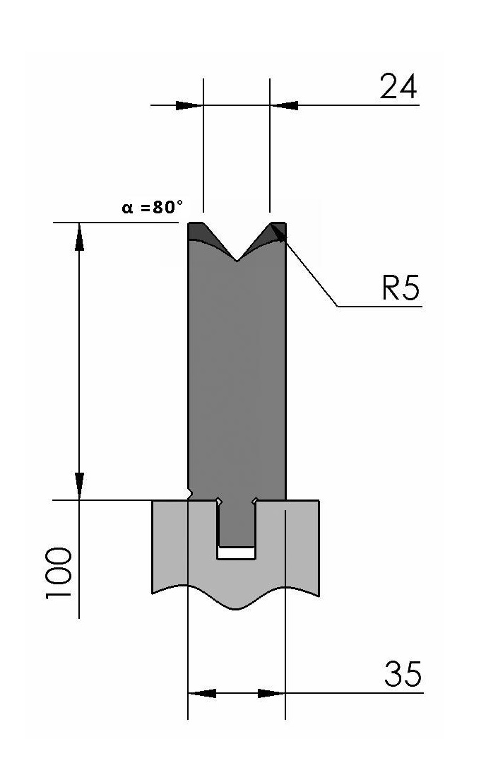 W277106 OZU-313/1 - V=24  - 80° - R=5,0 - L=515 mm