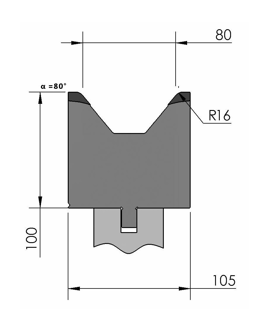 W277128 OZU-317/1 - V=80  - 80° - R=16,0 - L=515 mm