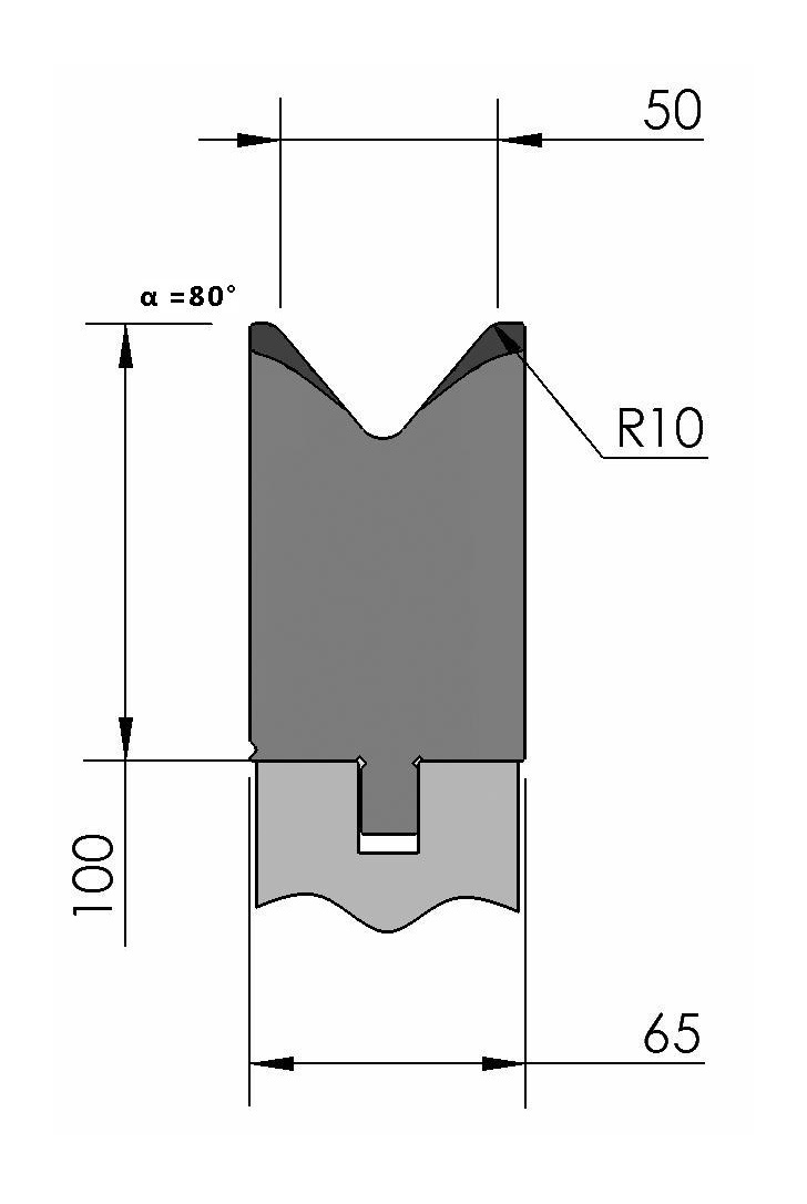 W277164 OZU-326/1 - V=50  - 80° - R=10,0 - L=515 mm