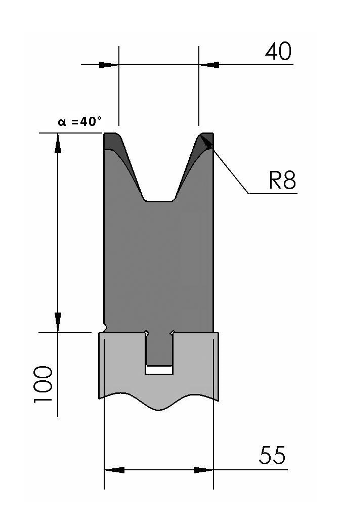 W277180 OZU-329/1 - V=40  - 40° - R=8,0 - L=515 mm