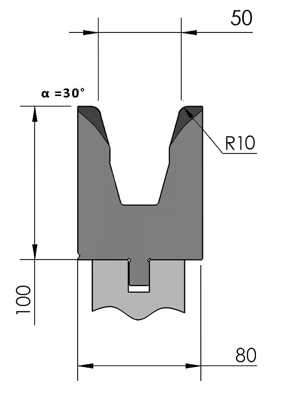 W390063 OZU-330/1 - V=50  - 30° - R=10,0 - L=515 mm