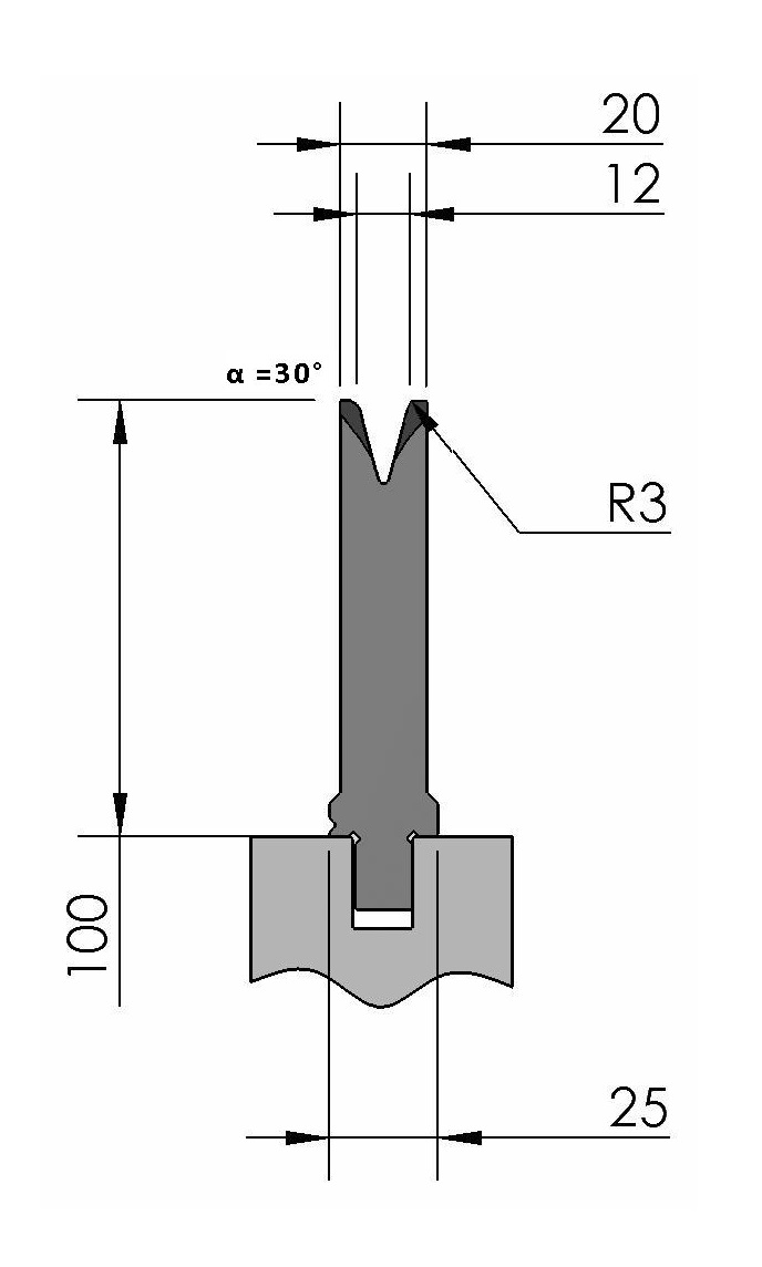 W277242 OZU-352/1 - V=12  - 30° - R=3,0 - L=515 mm