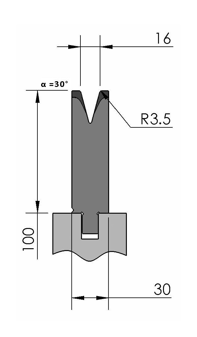 W277249 OZU-353/1 - V=16  - 30° - R=3,5 - L=515 mm