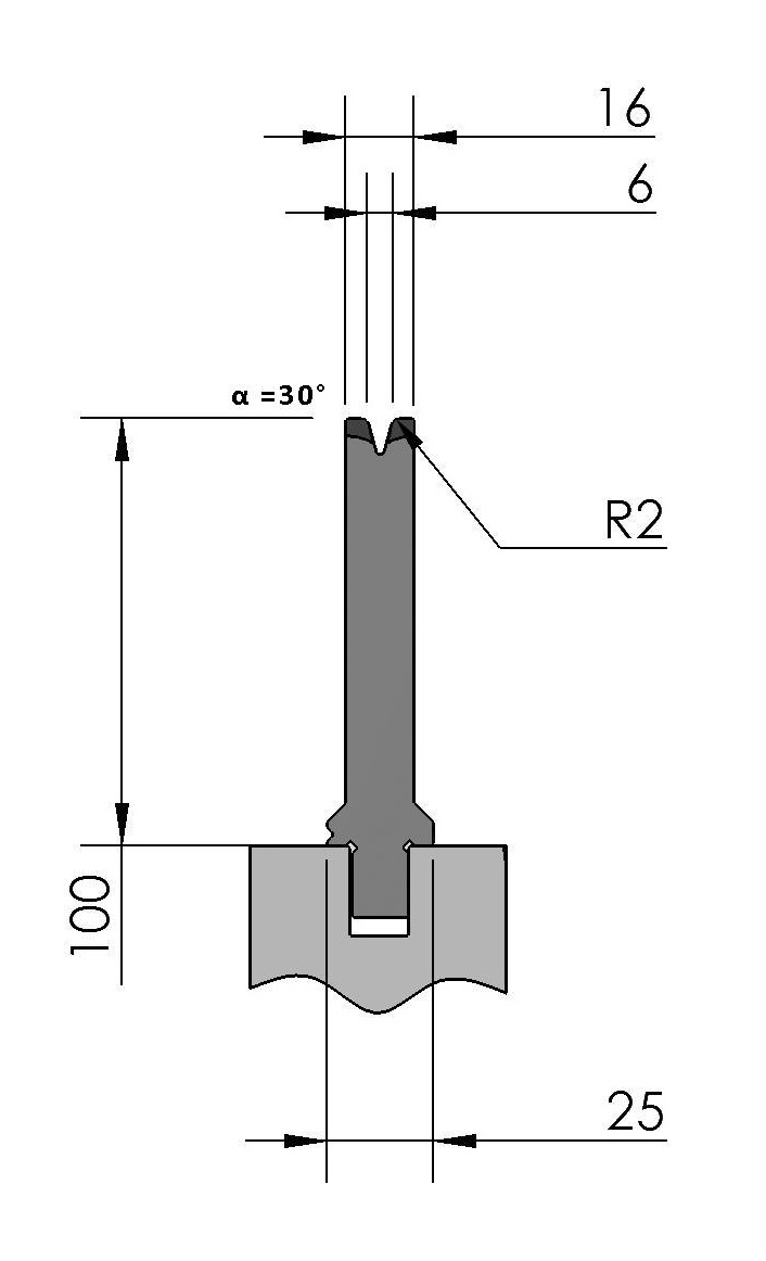 W277263 OZU-361/1 - V=6  - 30° - R=2,0 - L=515 mm