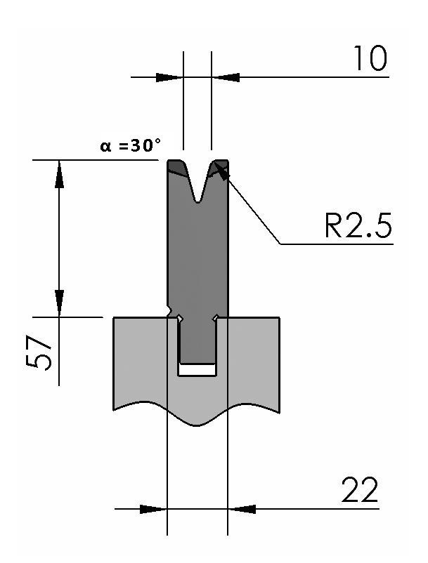 W342689 OZU-402/1 - V=10 - 30° - R=2,5 - L=515 mm