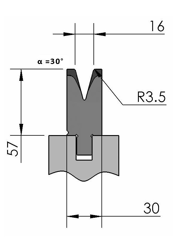 W342821 OZU-404/1 - V=16 - 30° - R=3,5 - L=515 mm