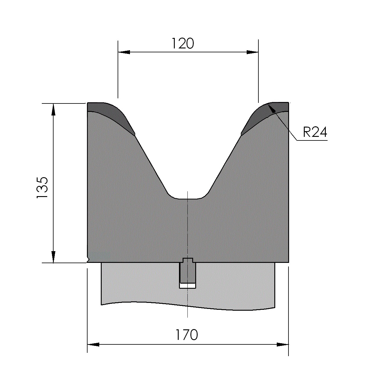 W352160 OZU-HD-374/1 - V=120  - 60° - R=24,0 - L=515 mm