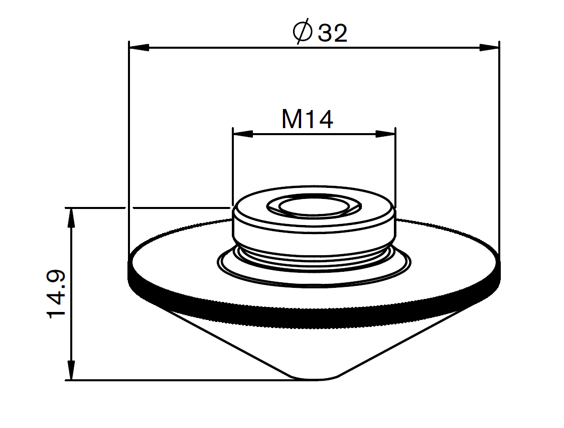RT120-0645 RAYTOOLS M14 CONICAL DOUBLE NOZZLE D. 4,5mm  CHROME PLATED ORIGINAL PART